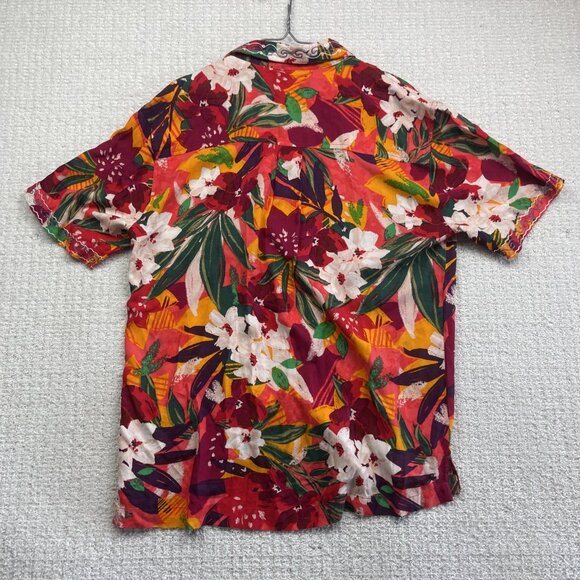 Urban Renewal Remnants Upcycled Panel Embroidery Cabana Shirt Floral AOP Sz S - Picture 11 of 16